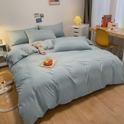 91家纺网 家纺一手货源 找家纺 （总）子钦家纺 2023新款春夏水洗真丝纯色床单床笠款四件套-风格一