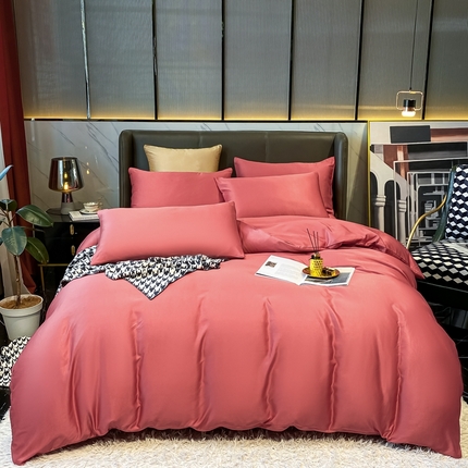 91家纺网 家纺一手货源 找家纺 （总）子钦家纺 2023新款春夏水洗真丝纯色床单床笠款四件套-风格二