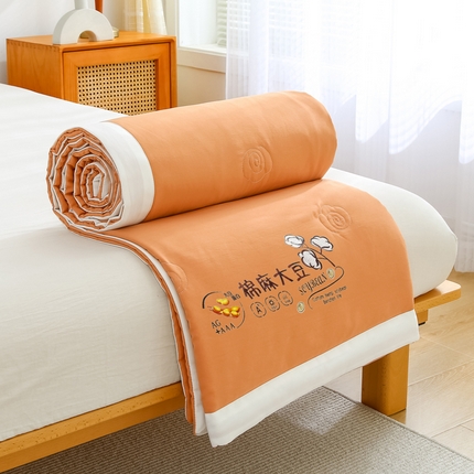 芯恋2025新款棉麻大豆夏凉被 桔色