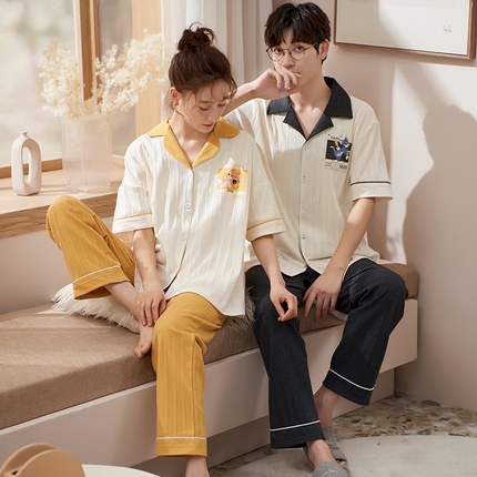 91家纺网 家纺一手货源 找家纺 （总）洛兰沙家居馆【只代发】【只代发】 2023新款夏季第7批开衫短袖长裤情侣休闲家居服套装2021-2031