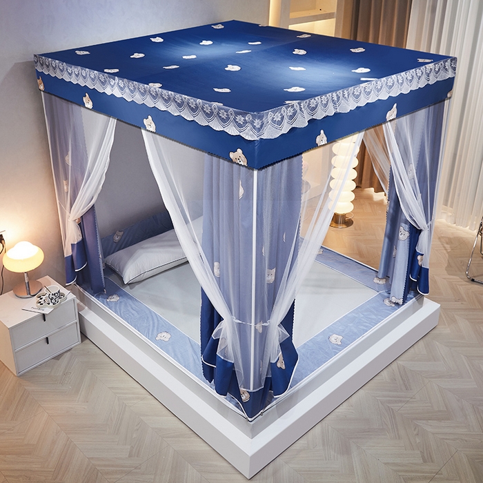 91家纺网 家纺一手货源 找家纺 显高蚊帐2025新款坐床遮光防尘坐床回底遮光蚊帐系列 幸福小熊