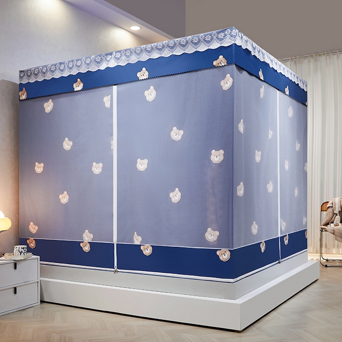 91家纺网 家纺一手货源 找家纺 显高蚊帐2025新款坐床遮光防尘坐床回底遮光蚊帐系列 幸福小熊