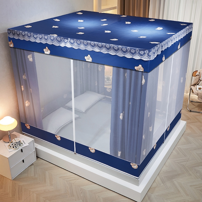 91家纺网 家纺一手货源 找家纺 显高蚊帐2025新款坐床遮光防尘坐床回底遮光蚊帐系列 幸福小熊