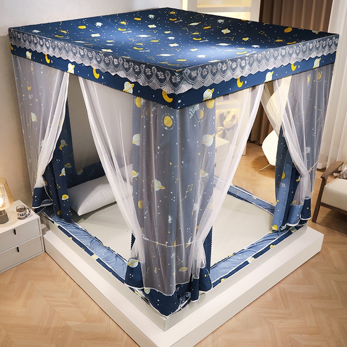91家纺网 家纺一手货源 找家纺 显高蚊帐2025新款坐床遮光防尘坐床回底遮光蚊帐系列 浪漫星空