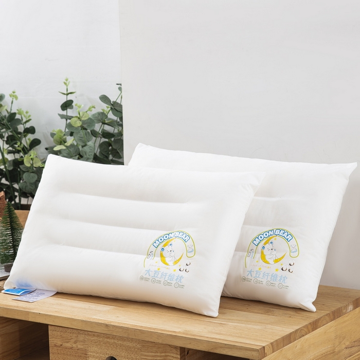 91家纺网 家纺一手货源 找家纺 乐秀家纺 2023新款A类全棉本色大豆纤维枕头枕芯 晚安熊