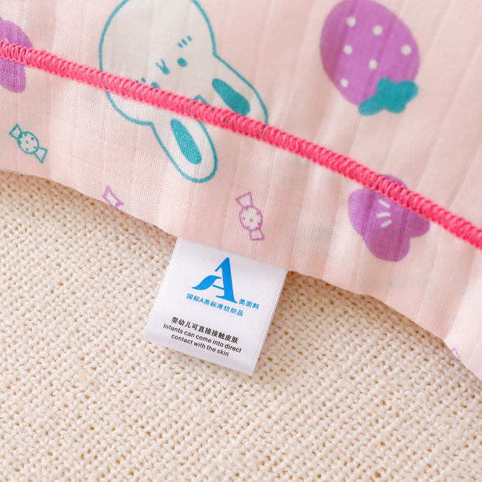 91家纺网 家纺一手货源 找家纺 乐秀家纺 2023新款A类双层纱卡通印花儿童幼儿园枕套 花园小兔