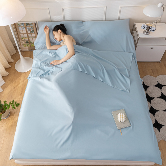 91家纺网 家纺一手货源 找家纺 慕澄2023新款水洗棉纯色酒店隔脏旅行睡袋