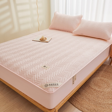 91家纺网 家纺一手货源 找家纺 喜居 2023新款A类100%新疆长绒棉花填充水洗棉单床笠 麦穗-香奈粉