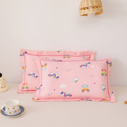 91家纺网 家纺一手货源 找家纺 （总）乐秀家纺 2023新款A类双层纱卡通印花儿童幼儿园枕套