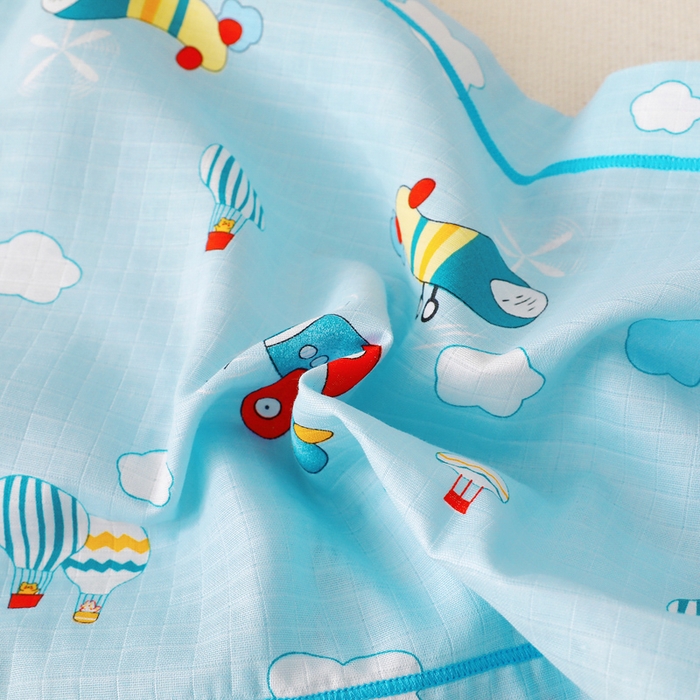 91家纺网 家纺一手货源 找家纺 乐秀家纺 2023新款A类双层纱卡通印花儿童幼儿园枕套 飞机气球