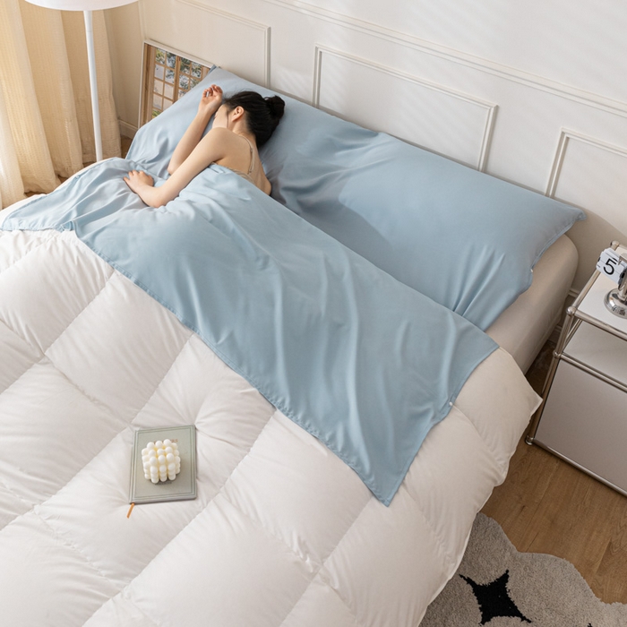 91家纺网 家纺一手货源 找家纺 慕澄2023新款水洗棉纯色酒店隔脏旅行睡袋