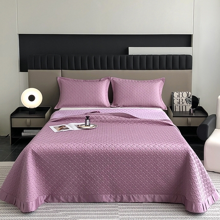 91家纺网 家纺一手货源 找家纺 （总）淼铭家纺 2025新款莱赛尔纯色绗缝床盖三件套