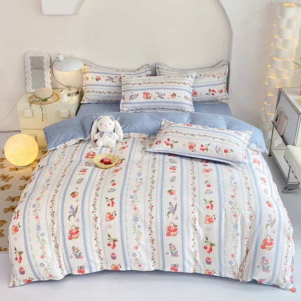 91家纺网 家纺一手货源 找家纺 (总) 妖妖家纺 2023新款芦荟棉AB双版印花四件套