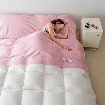 91家纺网 家纺一手货源 找家纺 （总）风向标家纺 2023新款全棉大雁纹糯感软萌绣花隔脏睡袋