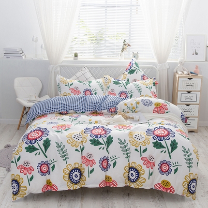 91家纺网 家纺一手货源 找家纺 （总）爱妮玖玖家纺 2025新款全棉春夏四件套直角床单-夏风系列