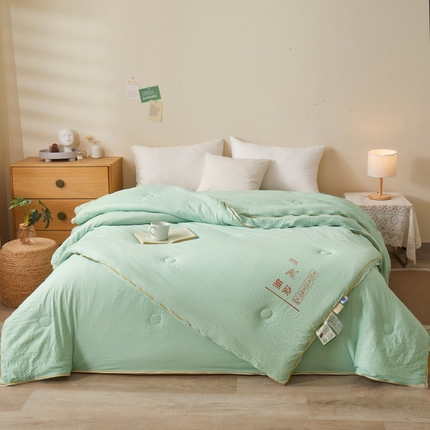 易博 热卖针织棉华夫格冬被子母被 绿-子母被