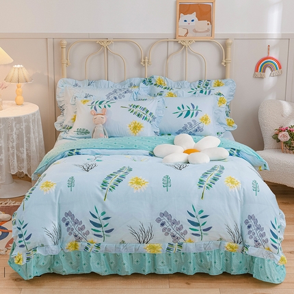 91家纺网 家纺一手货源 找家纺 （总）爱妮玖玖家纺 2023新款全棉春夏四件套花边床单-小蕾丝系列