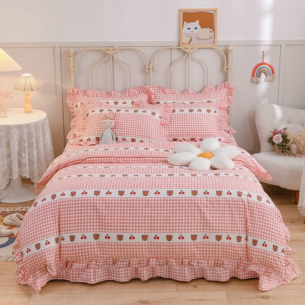 91家纺网 家纺一手货源 找家纺 （总）爱妮玖玖家纺 2023新款全棉春夏四件套花边床单-小蕾丝系列