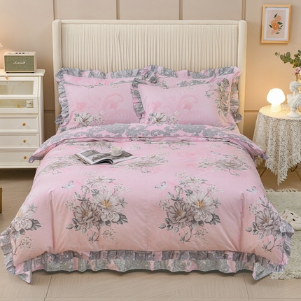 91家纺网 家纺一手货源 找家纺 （总）爱妮玖玖家纺 2023新款全棉春夏四件套花边床单-韩式系列