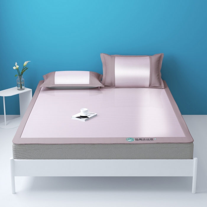 91家纺网 家纺一手货源 找家纺 伊被源 2023新款抗菌水洗凉感丝冰丝席 粉（床笠款）