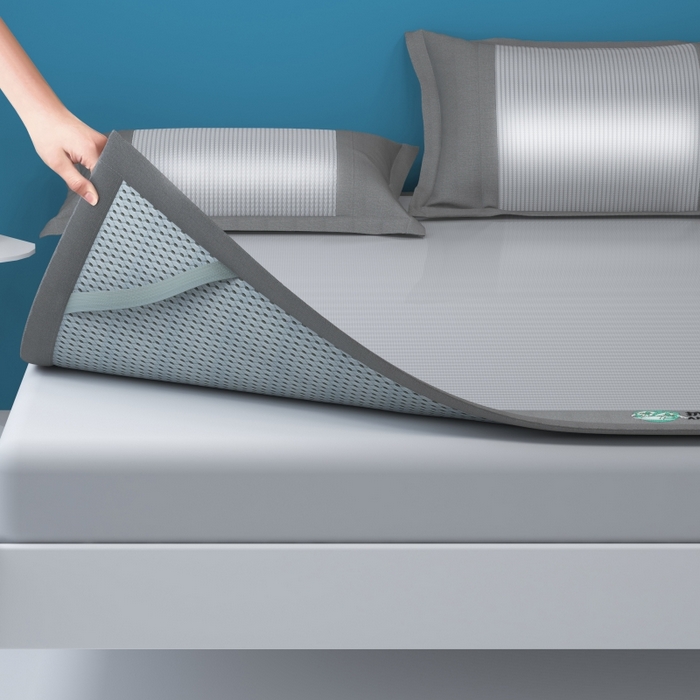 91家纺网 家纺一手货源 找家纺 伊被源 2023新款抗菌水洗凉感丝冰丝席 灰（床席款）