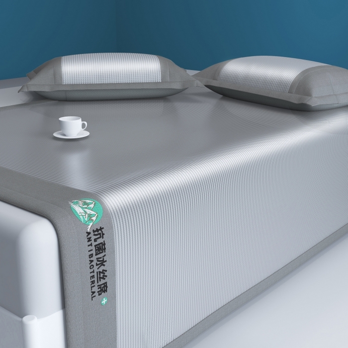 91家纺网 家纺一手货源 找家纺 伊被源 2023新款抗菌水洗凉感丝冰丝席 灰（床席款）