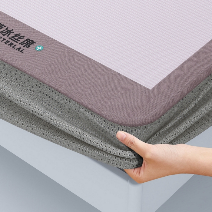 91家纺网 家纺一手货源 找家纺 伊被源 2023新款抗菌水洗凉感丝冰丝席 粉（床笠款）