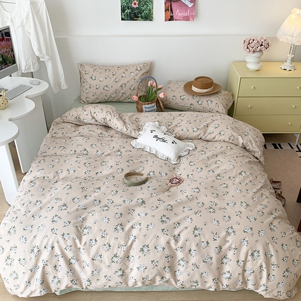 91家纺网 家纺一手货源 找家纺 昔可家纺 2023新款全棉怦然心动小花系列四件套 栀子茉莉