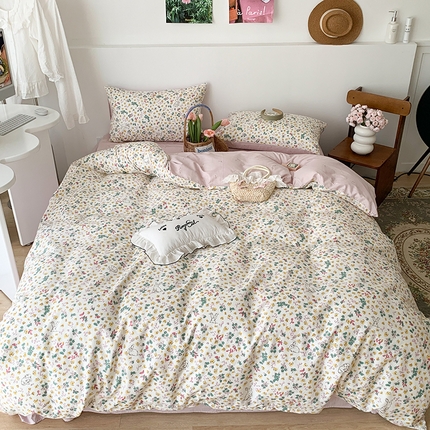 91家纺网 家纺一手货源 找家纺 昔可家纺 2023新款全棉怦然心动小花系列四件套 春日多巴胺