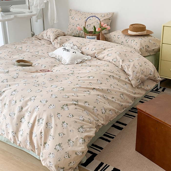 91家纺网 家纺一手货源 找家纺 昔可家纺 2023新款全棉怦然心动小花系列四件套 栀子茉莉