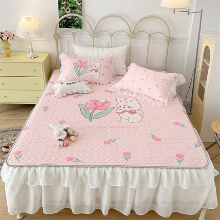 91家纺网 家纺一手货源 找家纺 （总）昔可 2023新款第二批双层床裙乳胶三件套 可爱小清新风