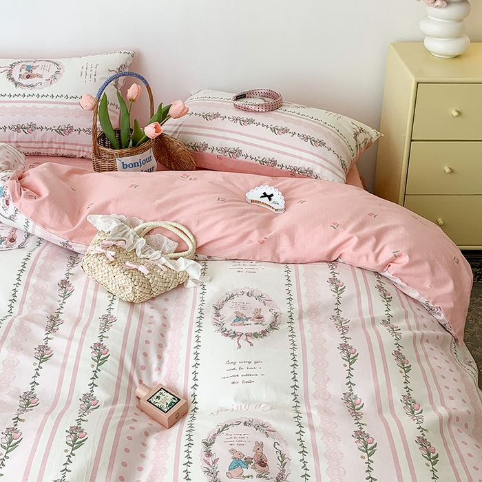 91家纺网 家纺一手货源 找家纺 （总）昔可家纺 2023新款全棉怦然心动小花系列四件套