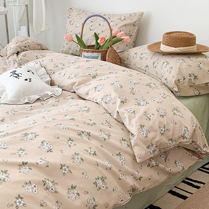 91家纺网 家纺一手货源 找家纺 昔可家纺 2023新款全棉怦然心动小花系列四件套 栀子茉莉