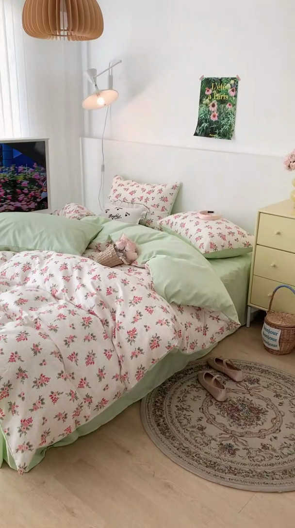 91家纺网 家纺一手货源 找家纺 昔可家纺 2023新款全棉怦然心动小花系列四件套 蔷薇少女