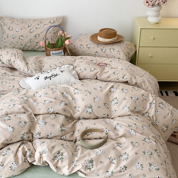 91家纺网 家纺一手货源 找家纺 昔可家纺 2023新款全棉怦然心动小花系列四件套 栀子茉莉