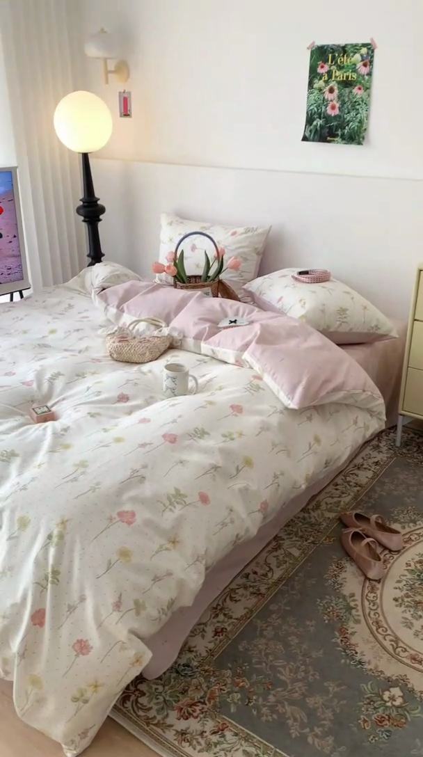 91家纺网 家纺一手货源 找家纺 昔可家纺 2023新款全棉怦然心动小花系列四件套 春日水彩花卉