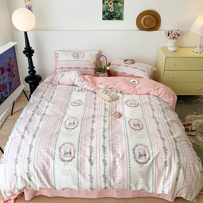 91家纺网 家纺一手货源 找家纺 （总）昔可家纺 2023新款全棉怦然心动小花系列四件套