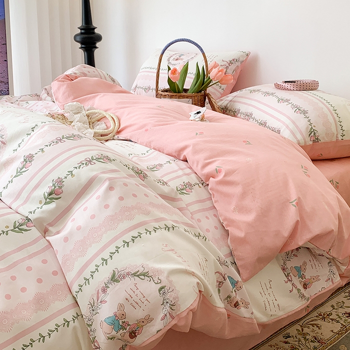 91家纺网 家纺一手货源 找家纺 （总）昔可家纺 2023新款全棉怦然心动小花系列四件套