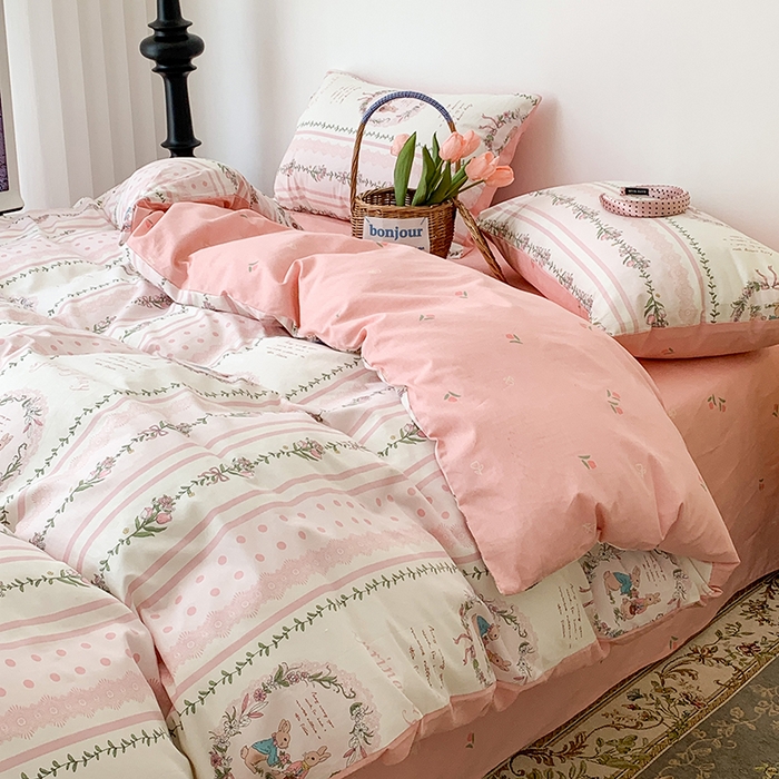 91家纺网 家纺一手货源 找家纺 （总）昔可家纺 2023新款全棉怦然心动小花系列四件套