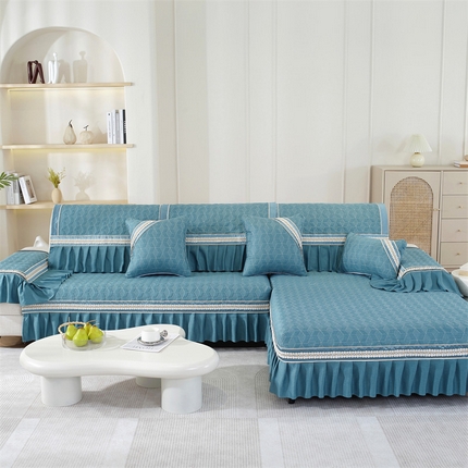 91家纺网 家纺一手货源 找家纺 （总）共鸣沙发垫 2023新款麻料蝴蝶花手包边沙发垫