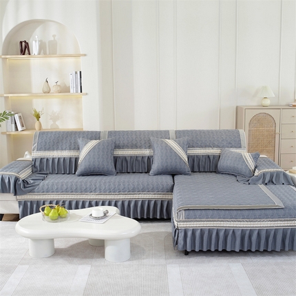 91家纺网 家纺一手货源 找家纺 （总）共鸣沙发垫 2023新款麻料蝴蝶花手包边沙发垫