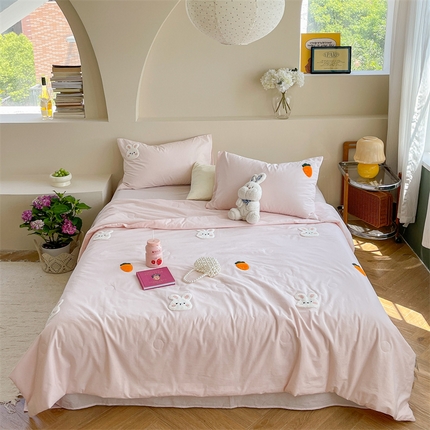 91家纺网 家纺一手货源 找家纺 （总）柚子YOUTH 2023新款马卡龙全棉水洗棉毛巾绣夏被四件套