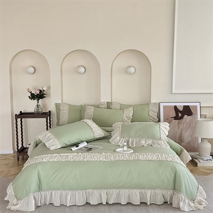 91家纺网 家纺一手货源 找家纺 （总）朗莎家纺 2023新款全棉水洗棉法式四件套