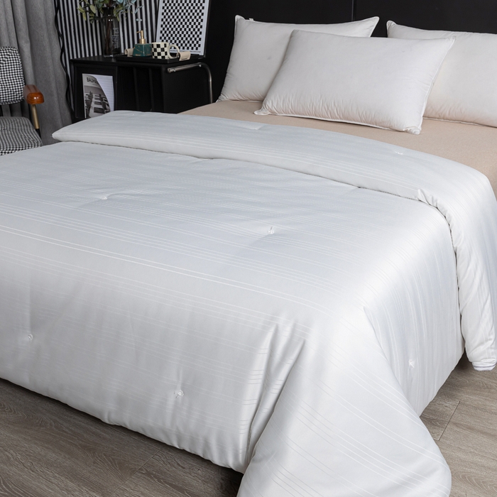 91家纺网 家纺一手货源 找家纺 恒鑫2025新款纯色全棉蚕丝被春秋被 夏被 加厚冬被拉链子母被 月光白