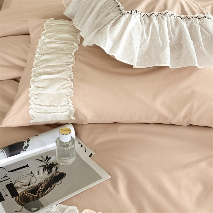 91家纺网 家纺一手货源 找家纺 朗莎家纺 2023新款全棉水洗棉法式四件套 露华浓-玉