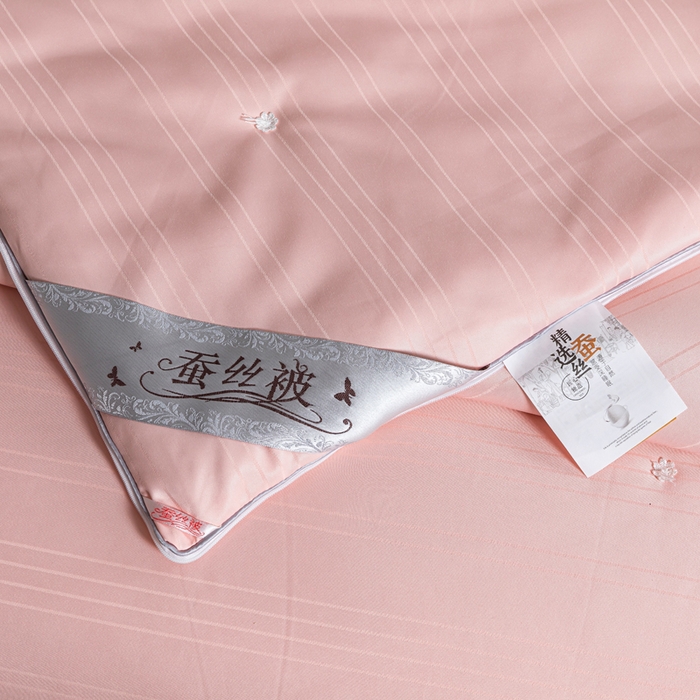 91家纺网 家纺一手货源 找家纺 恒鑫 2025新款纯色全棉蚕丝被春秋被 夏被 加厚冬被拉链子母被 玉色