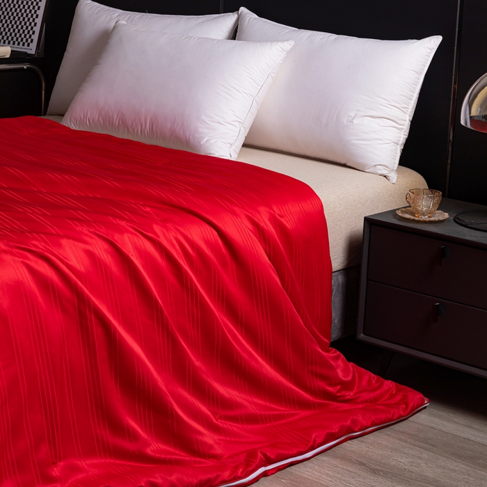 91家纺网 家纺一手货源 找家纺 恒鑫2025新款纯色全棉蚕丝被春秋被 夏被 加厚冬被拉链子母被 红色