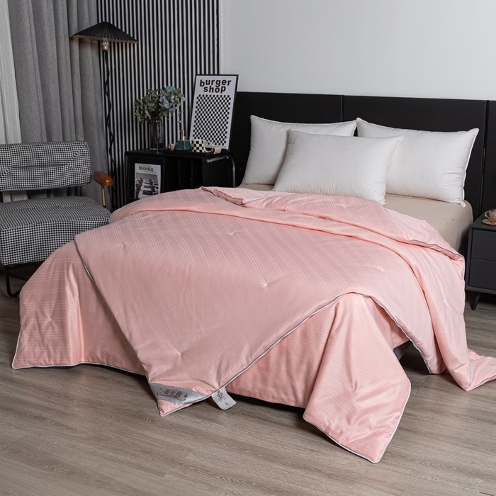 91家纺网 家纺一手货源 找家纺 恒鑫 2025新款纯色全棉蚕丝被春秋被 夏被 加厚冬被拉链子母被 玉色