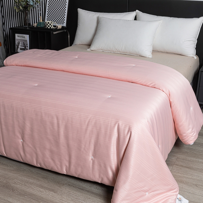 91家纺网 家纺一手货源 找家纺 恒鑫 2025新款纯色全棉蚕丝被春秋被 夏被 加厚冬被拉链子母被 玉色