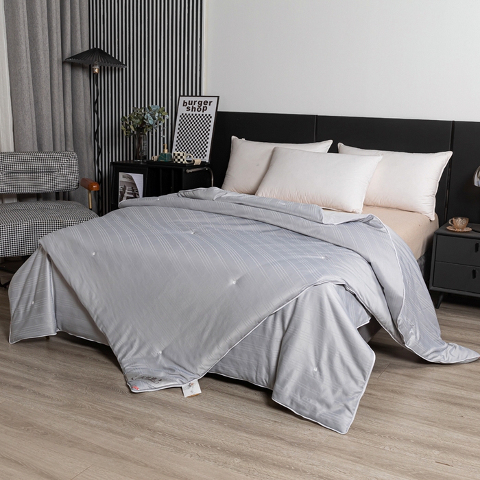 91家纺网 家纺一手货源 找家纺 恒鑫2025纯色全棉蚕丝被春秋被 夏被 加厚冬被拉链子母被 高级灰